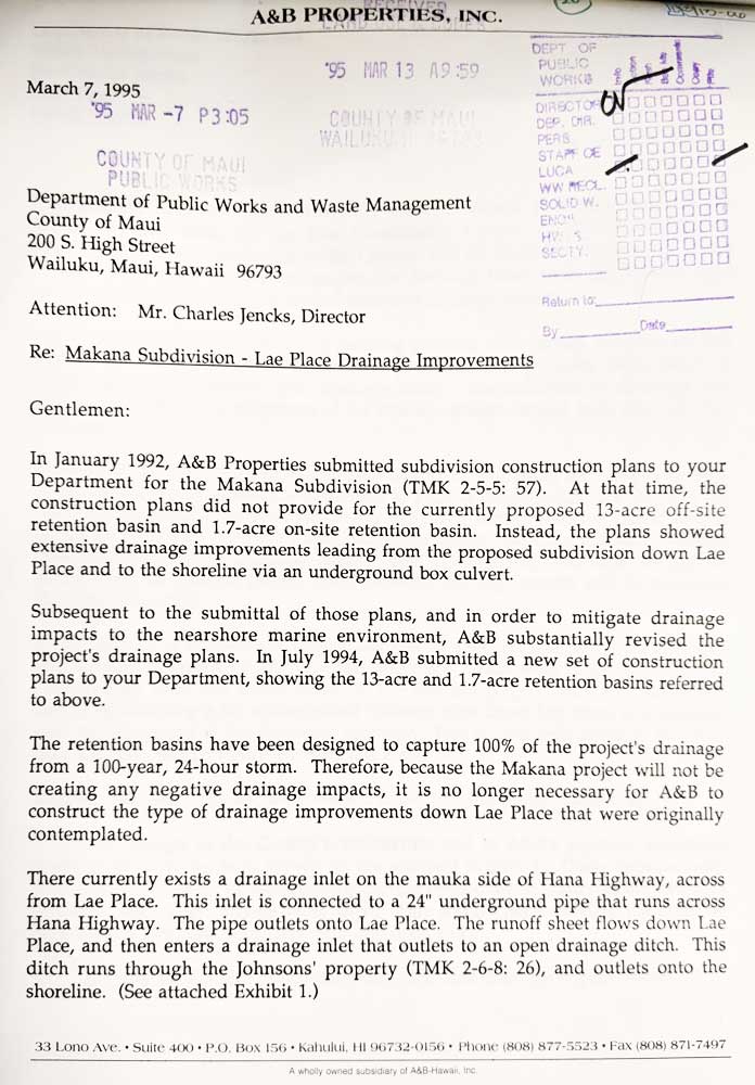 A&B Agreement with Maui County pg 1